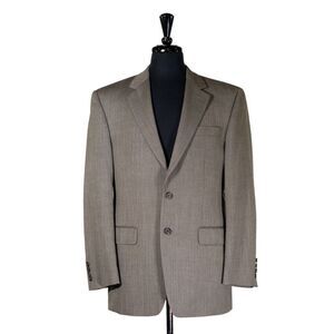 Ralph Lauren Mens Blazer Brown Herringbone Wool Lined Suit Jacket Sport Coat 38R